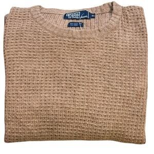 Vintage Polo Ralph Lauren Camel Hair Waffle Knit Crew Neck Sweater XL Hong Kong